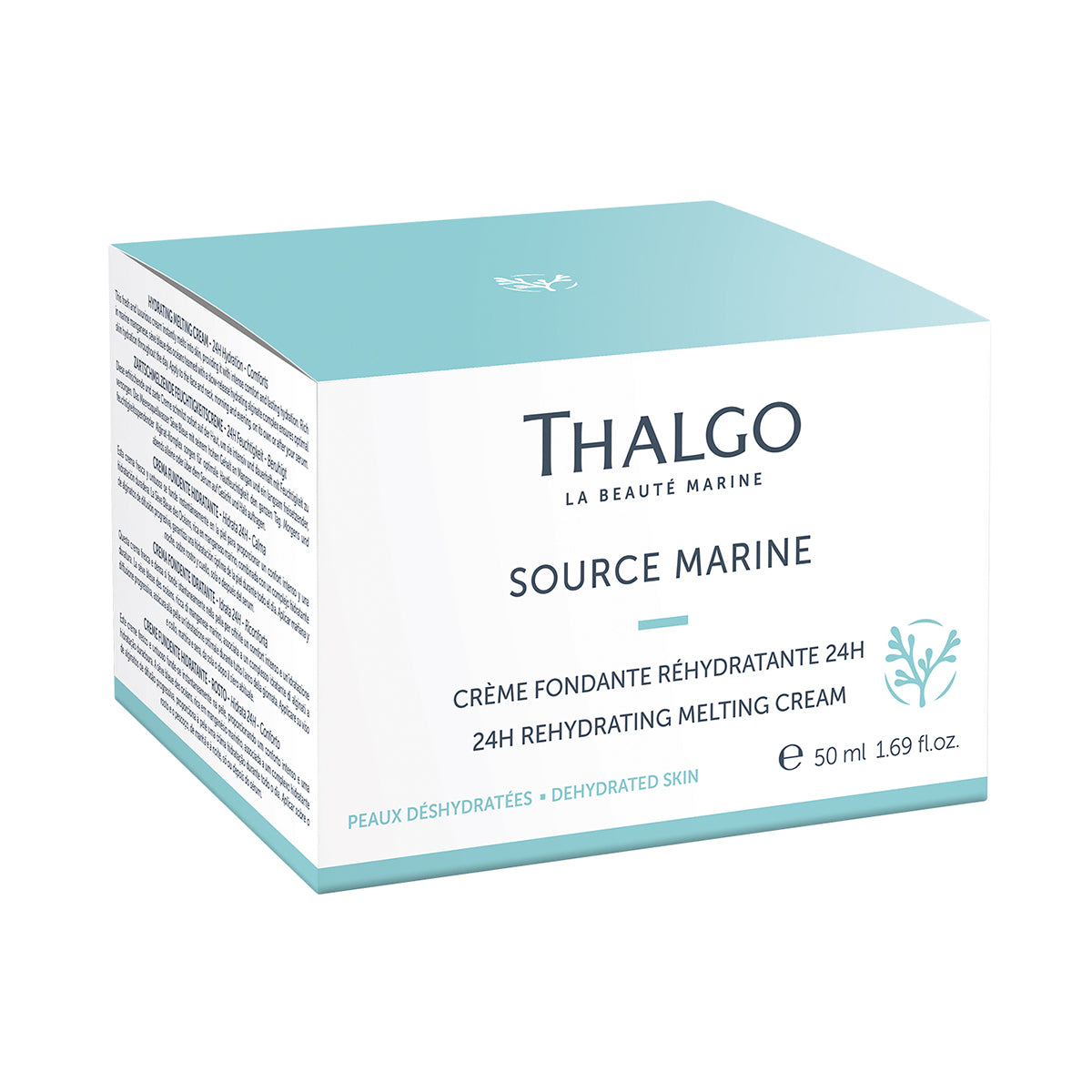 THALGO Source Marine - Crème Fondante Réhydratante 24h - Zartschmelzende Feuchtigkeitscreme – Feuchtigkeitscreme mit Hyaluronsäure, 50ml, Umkarton