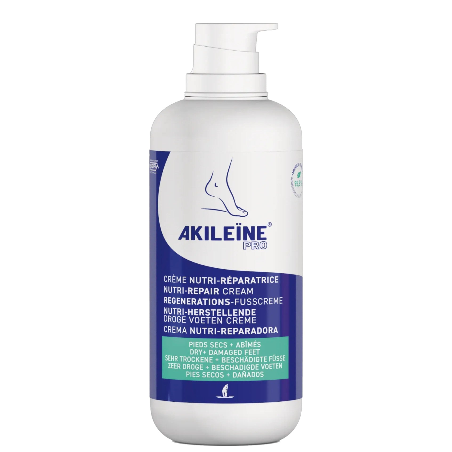 AKILEINE Nutri-Repair Regenerations-Fußcreme – Pflege & Reparatur, 500ml, Pumpspender