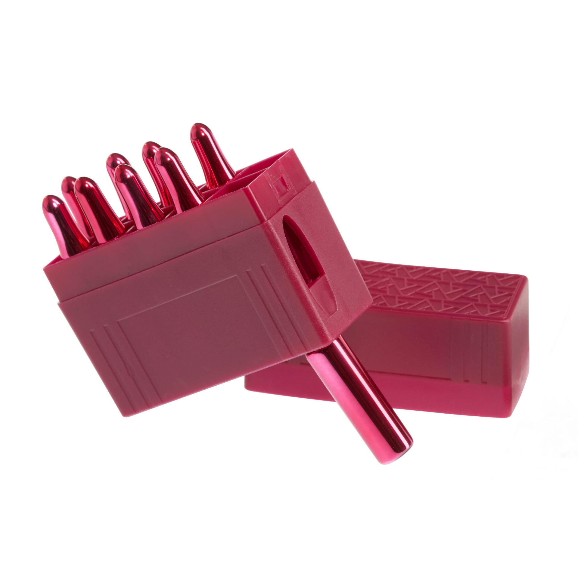 BEAUTYMANUFACTUR Ampullenbox für 9 Ampullen inkl. Öffner bordeux – Schutz & Feuchtigkeit für akute Wunden, 1stk, Box offen mit Ampullen