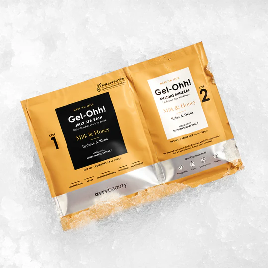 AVRYBEAUTY Gel-Ohh! Jelly Spa Bath - Milk & Honey – Milk & Honey Sanftes Jelly-Fußbad mit Milch und Honig – für beruhigte, entspannte und zart gepflegte Füße, 100gr., 1