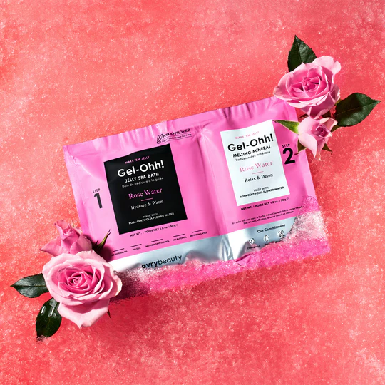 AVRYBEAUTY Gel-Ohh! Jelly Spa Bath - Rose Water – Erfrischendes Jelly-Fußbad mit Rosenblütenwasser – für glatte, ausgeglichene und jugendlich strahlende Haut, 100gr., Rosen