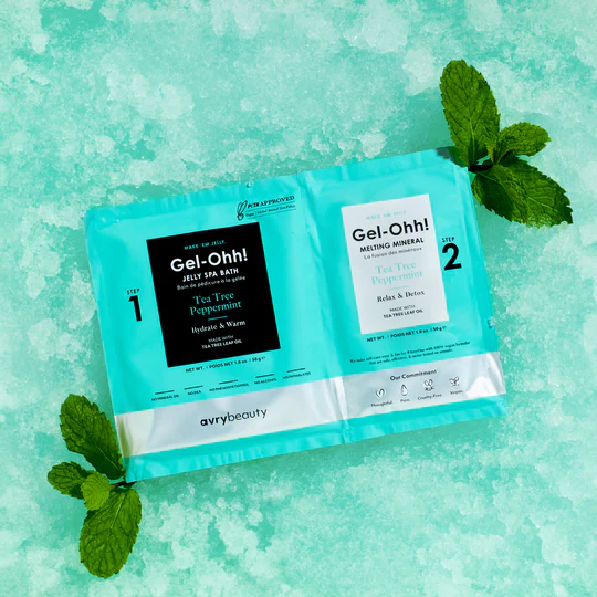 AVRYBEAUTY Gel-Ohh! Jelly Spa Bath - Tea Tree Peppermint – Klärendes Jelly-Fußbad mit Teebaumöl & Pfefferminze – desinfizierend, lindernd und erfrischend, 100gr., Minze