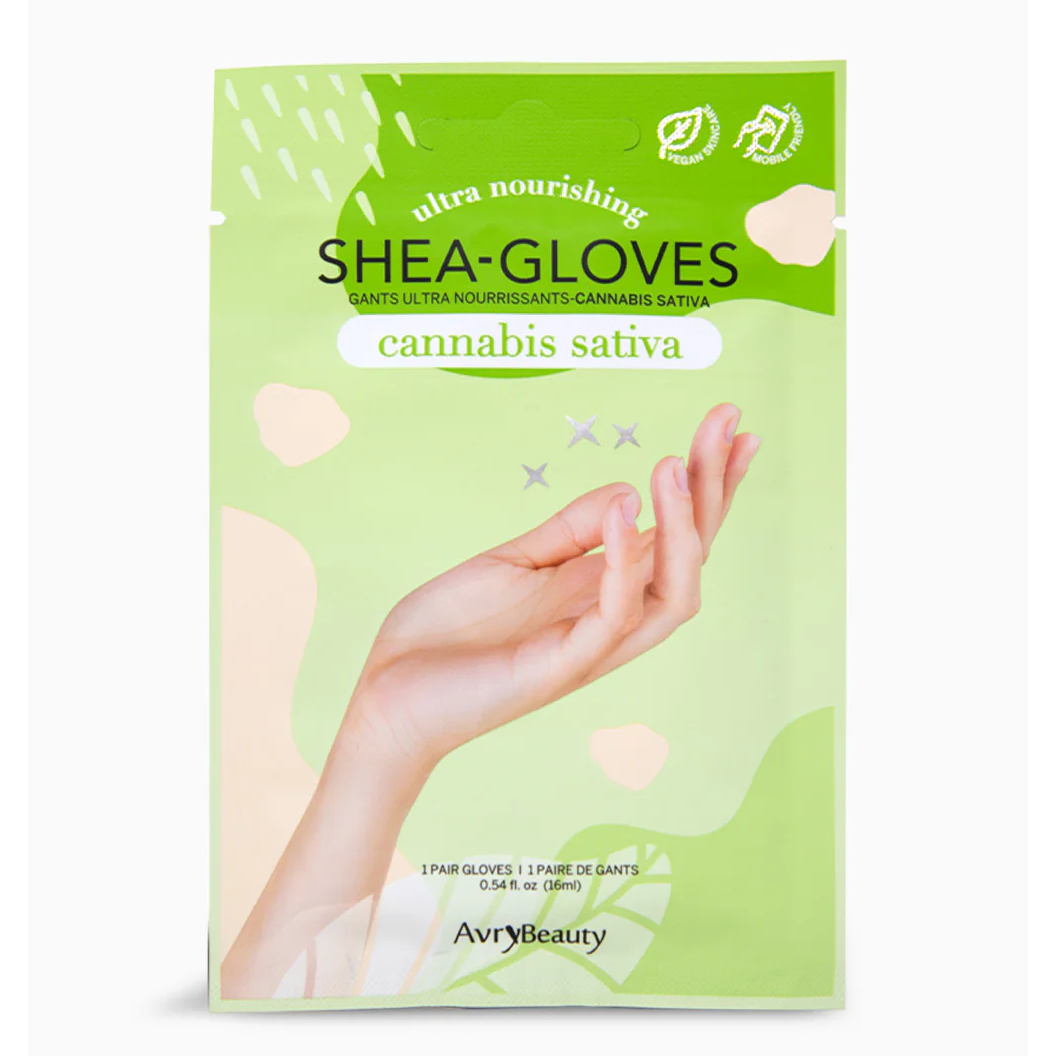 AVRYBEAUTY Ultra Nourishing SHEA-GLOVES Hanfsamenöl – Beruhigende Handpflege mit Tiefenwirkung – für entspannte, ausgeglichene Haut, 1 Paar, Packung