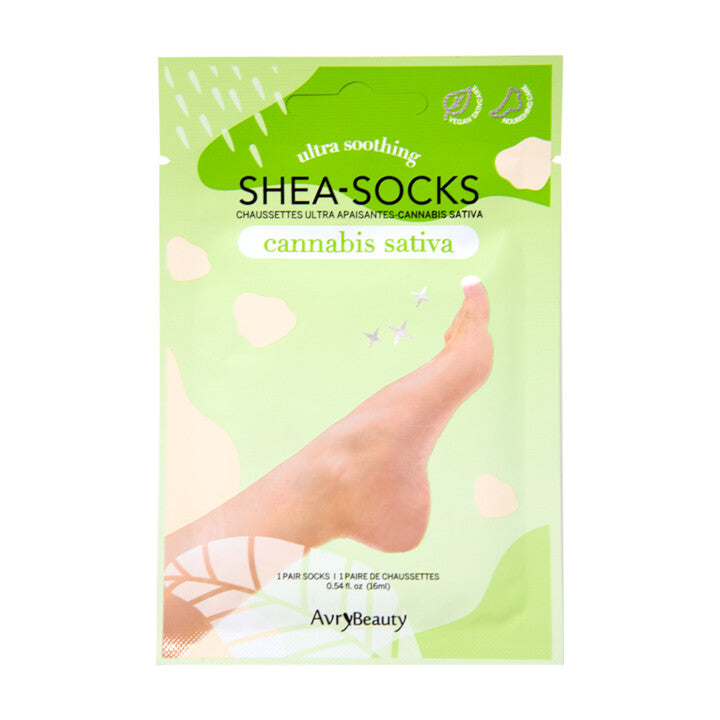 AVRYBEAUTY Ultra Soothing SHEA-SOCKS – Hanfsamenöl – Beruhigende Fußpflege mit Hanfsamenöl – für ausgeglichene, entspannte Haut, 1 Paar, Packung