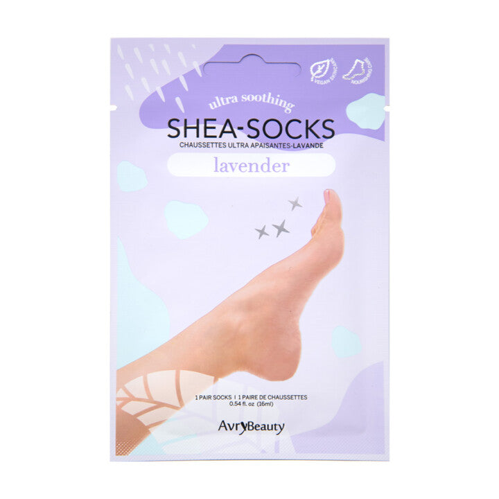 AVRYBEAUTY Ultra Soothing SHEA-SOCKS – Lavender – Entspannende Fußpflege mit Lavendelduft – für glatte, beruhigte Haut und einen Moment der Ruhe, 1 Paar, Packung