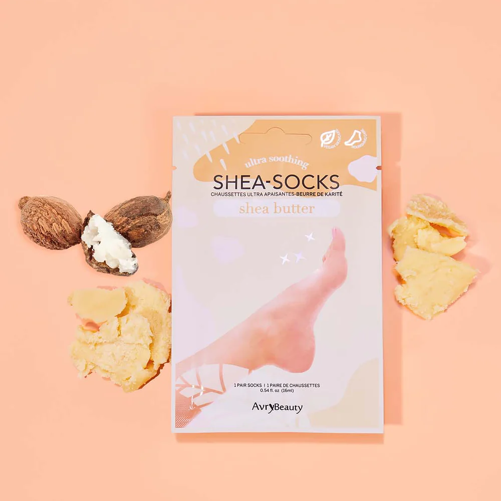 AVRYBEAUTY Ultra Soothing SHEA-SOCKS – Shea Butter – Regenerierende Fußpflege mit Anti-Aging-Effekt – für glatte, geschützte Füße, 1 Paar, Packung1