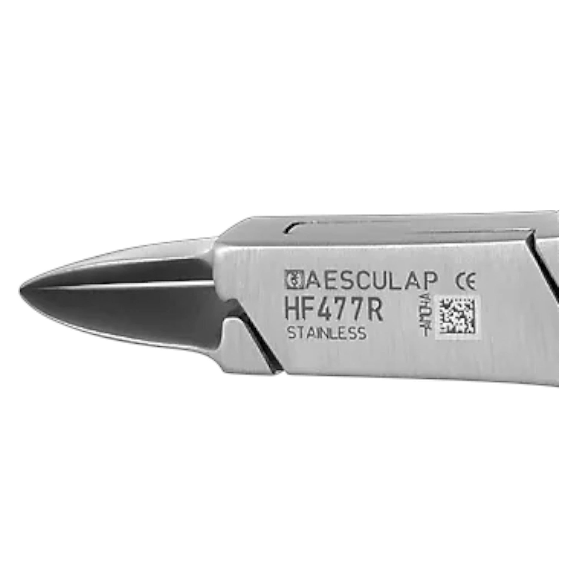 BAEHR AESCULAP Eckenzange HF477R, schlank Länge 11,4 cm, 1stk, Detailaufnahme Zangenkopf