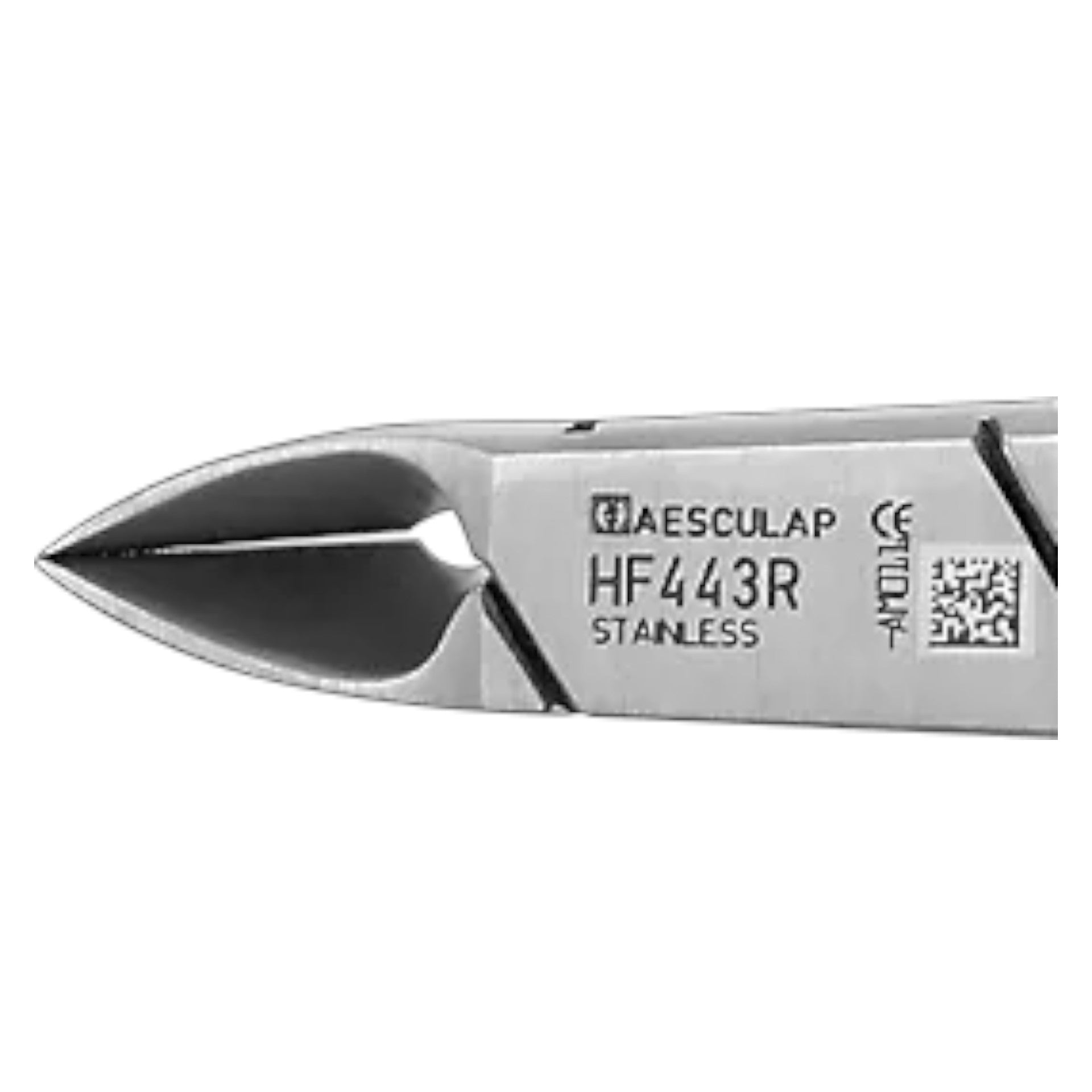 BAEHR AESCULAP Hautzwickzange HF443R, gewölbt Länge 10 cm, 1stk, Detailaufnahme Zangenkopf