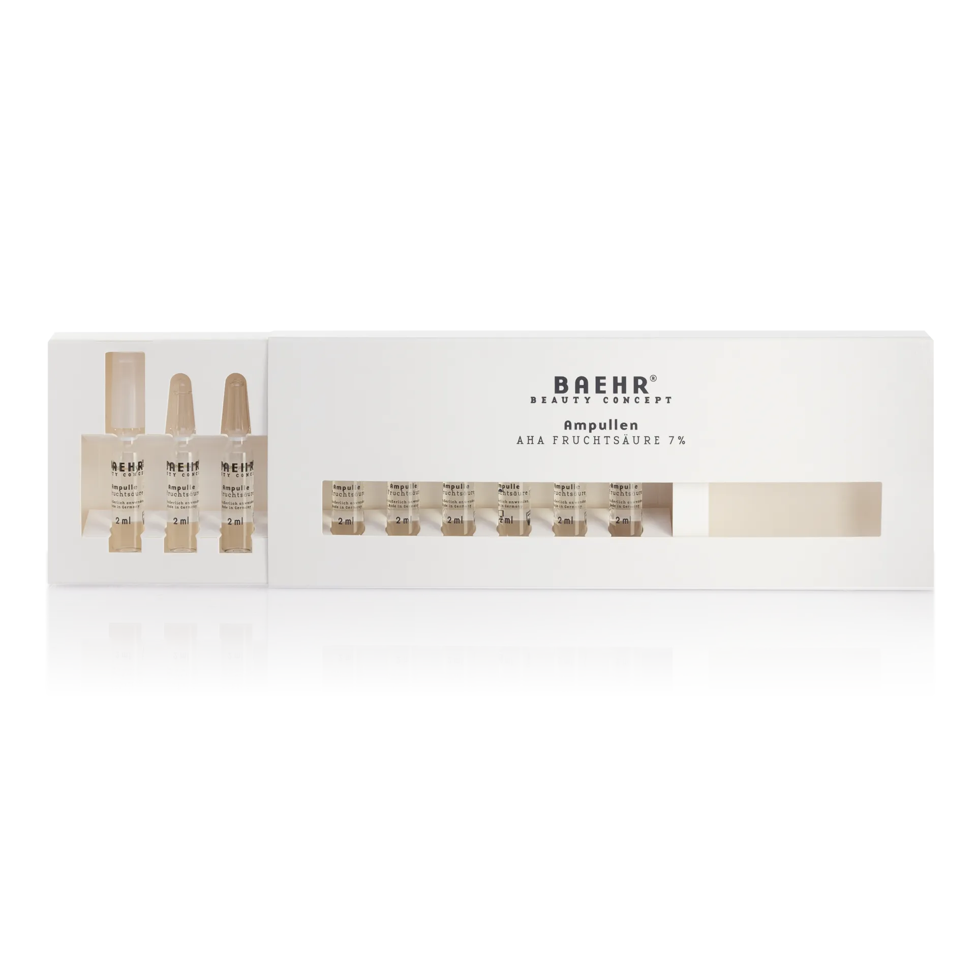 BAEHR beauty concept Ampulle AHA Fruchtsäure 7% – Hautbildverfeinerung, 10x2ml, Ampullen in Umkarton offen