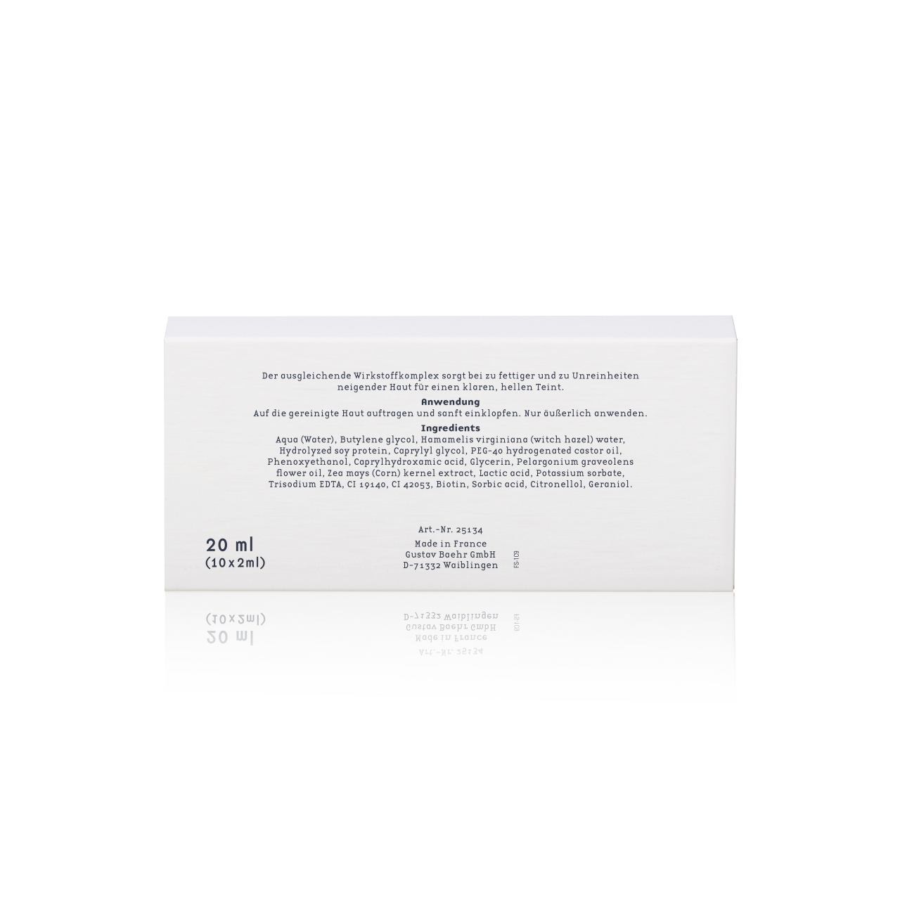 BAEHR beauty concept Ampulle Fettige und Mischhaut , 10x2ml, Umkarton Rückseite