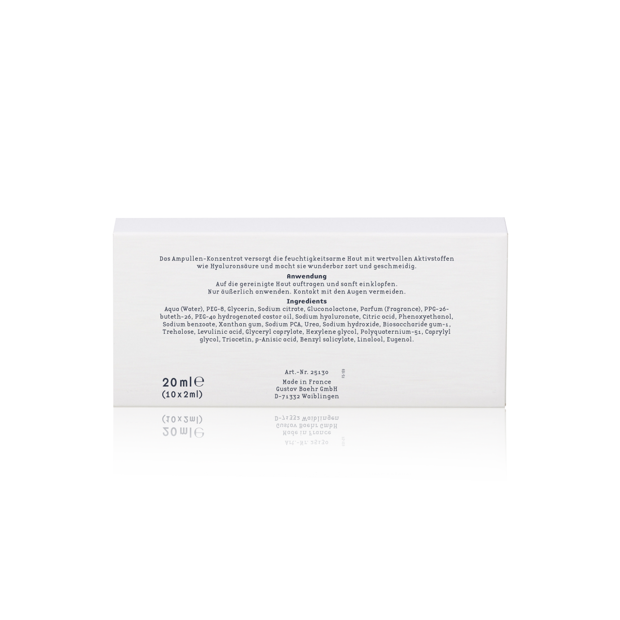 BAEHR beauty concept Ampulle Hyaluron , 10x2ml, Umkarton Rückseite