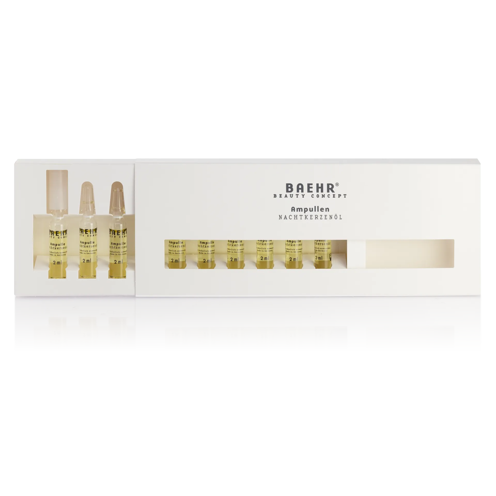 BAEHR beauty concept Ampulle Nachtkerzenöl – Pflege für trockene Haut, 10x2ml, Ampullen in Karton offen