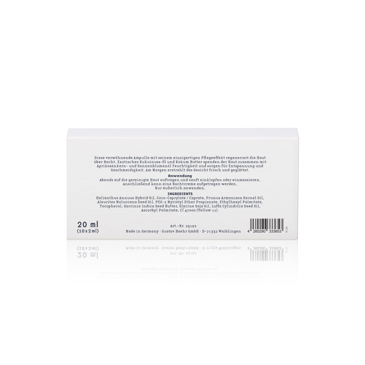 BAEHR beauty concept Ampulle Night Repair, 10x2ml, Umkarton Rückseite
