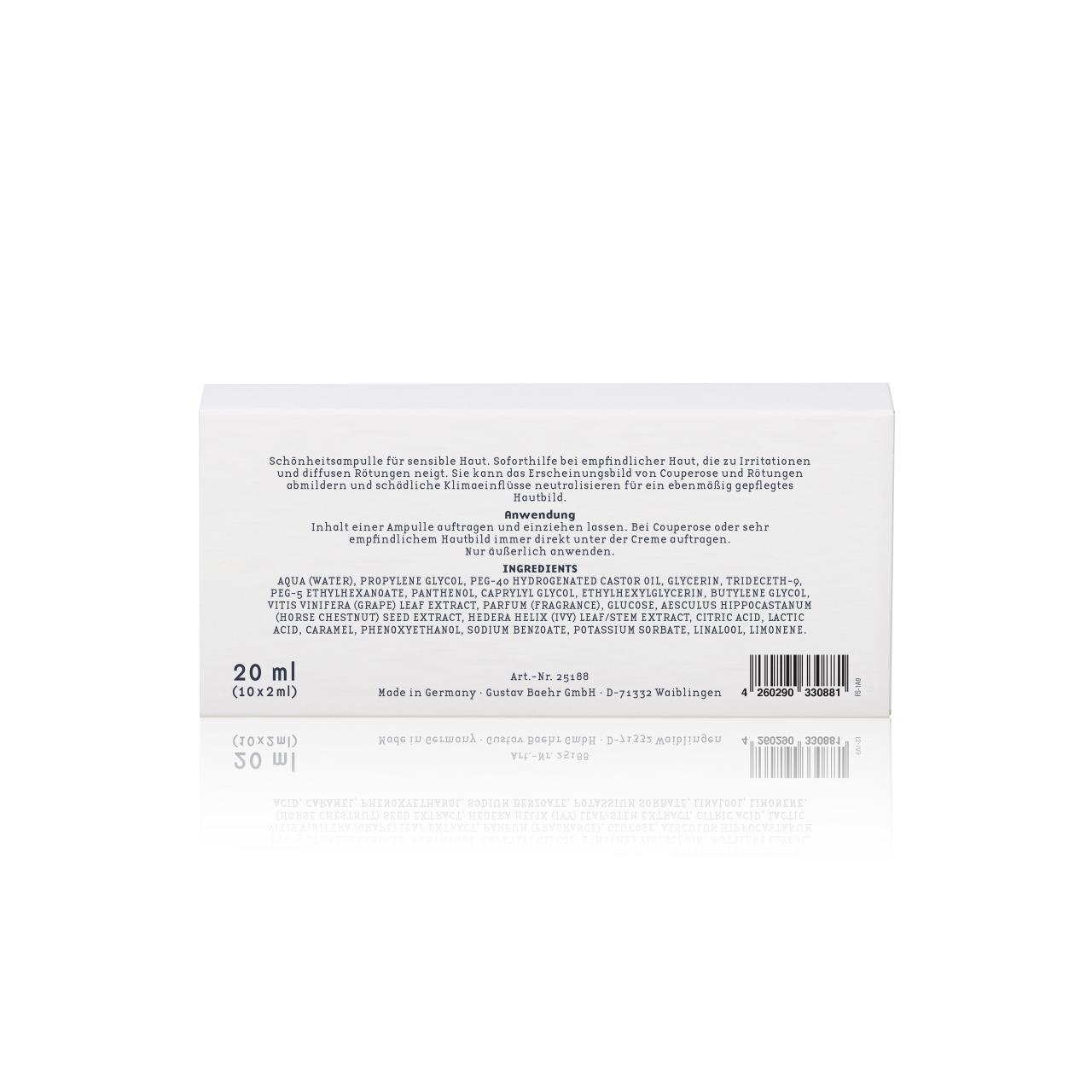 BAEHR beauty concept Ampulle Sensitive , 10x2ml, Umkarton Rückseite