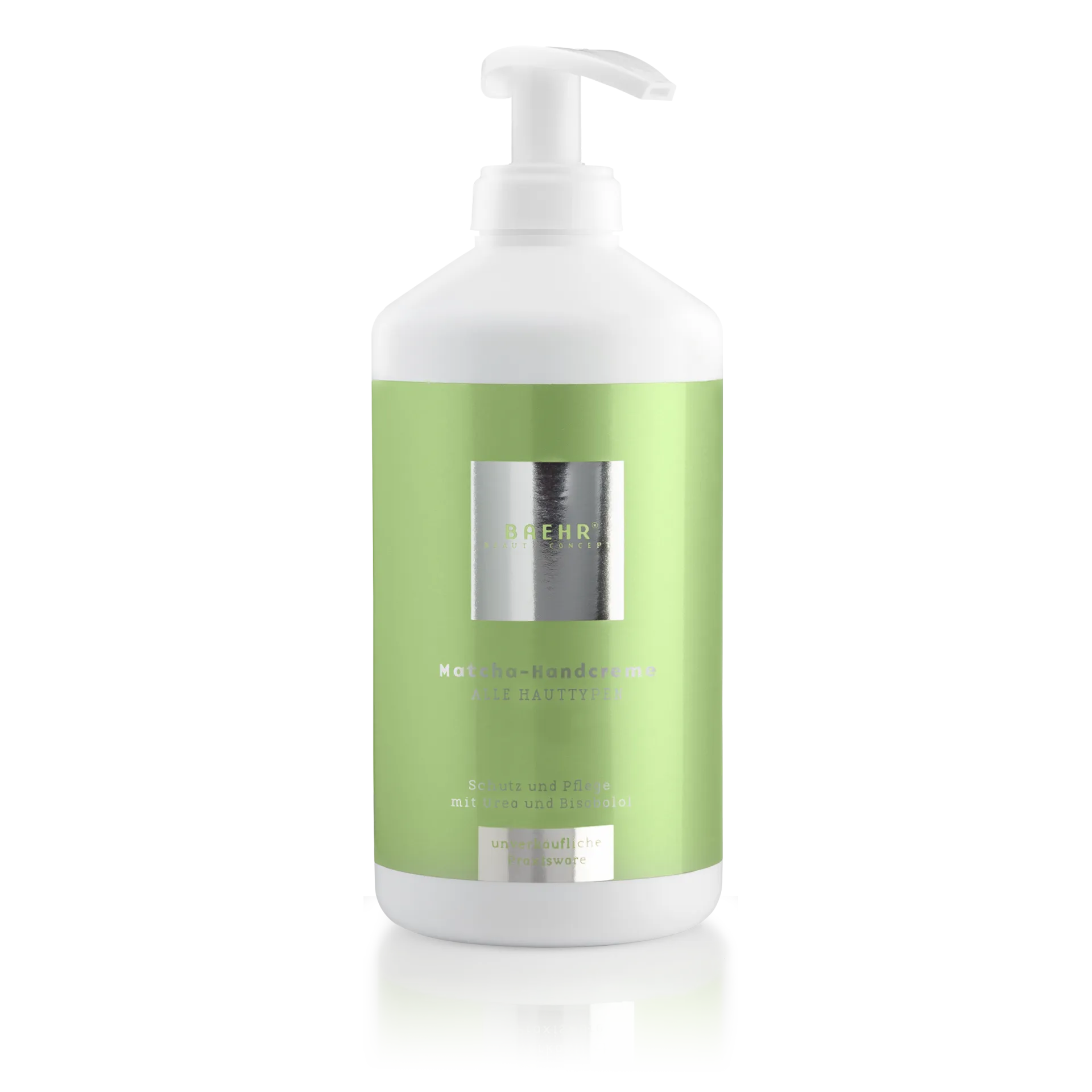 BAEHR beauty concept Matcha-Handcreme – feuchtigkeitsspendend für trockene Hände, 500ml, Flasche mit Pumpspender