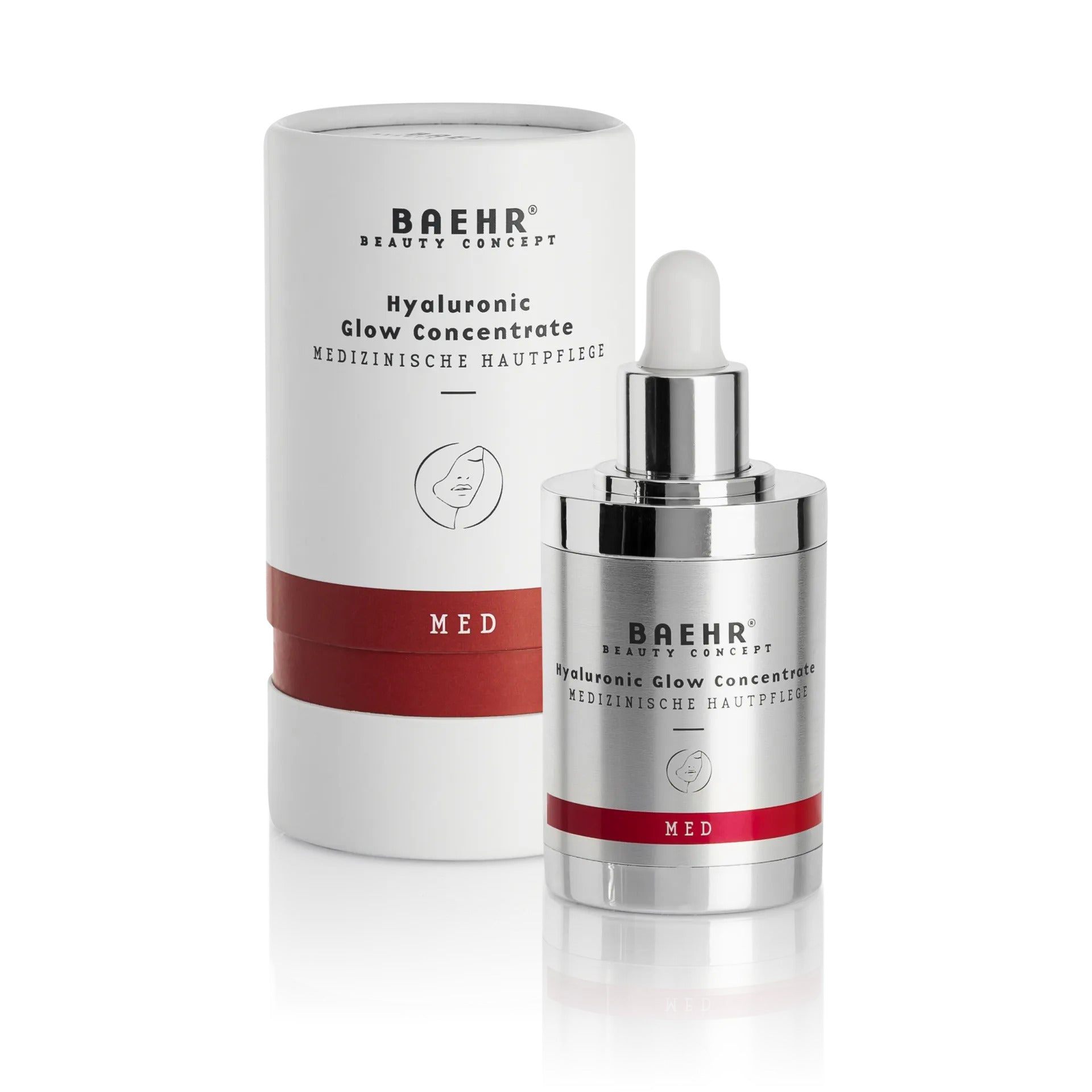 BAEHR beauty concept MED - Hyaluronic Glow Concentrate, 30ml, Pippetenflasche + Verpackung