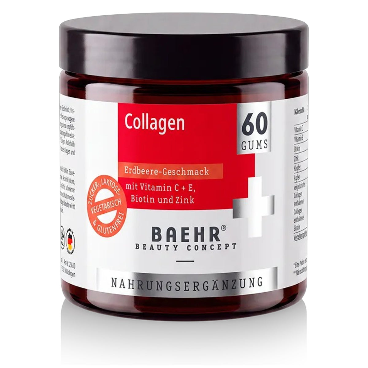 BAEHR Collagen Gums mit Vitamin C, E, Biotin und Zink – Erdbeere-Geschmack, 150g - 60 Stück