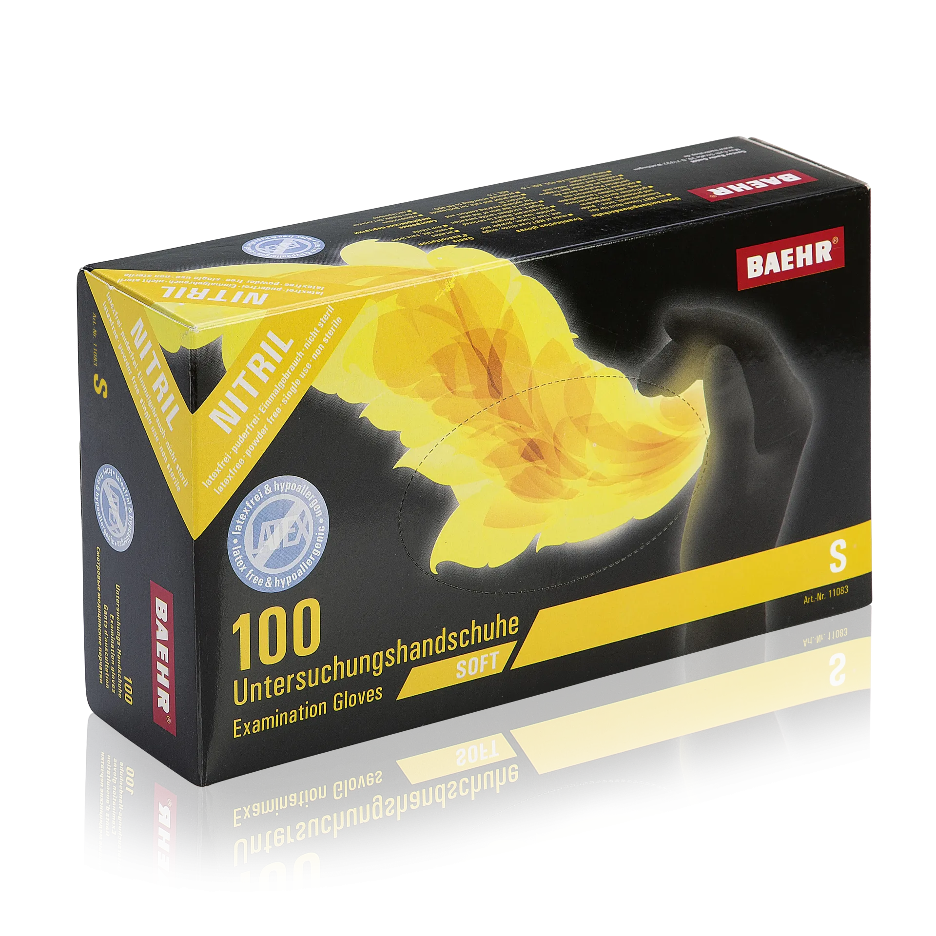 BAEHR Handschuhe Nitril schwarz, latexfrei Größe S, 100stk, Umkarton