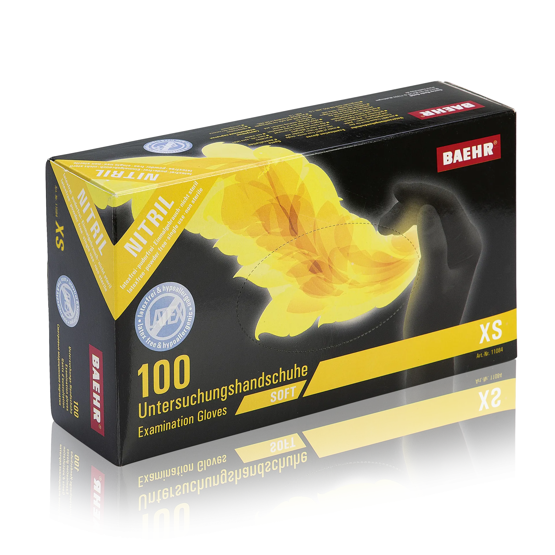 BAEHR Handschuhe Nitril schwarz, latexfrei Größe XS, 100stk, Umkarton