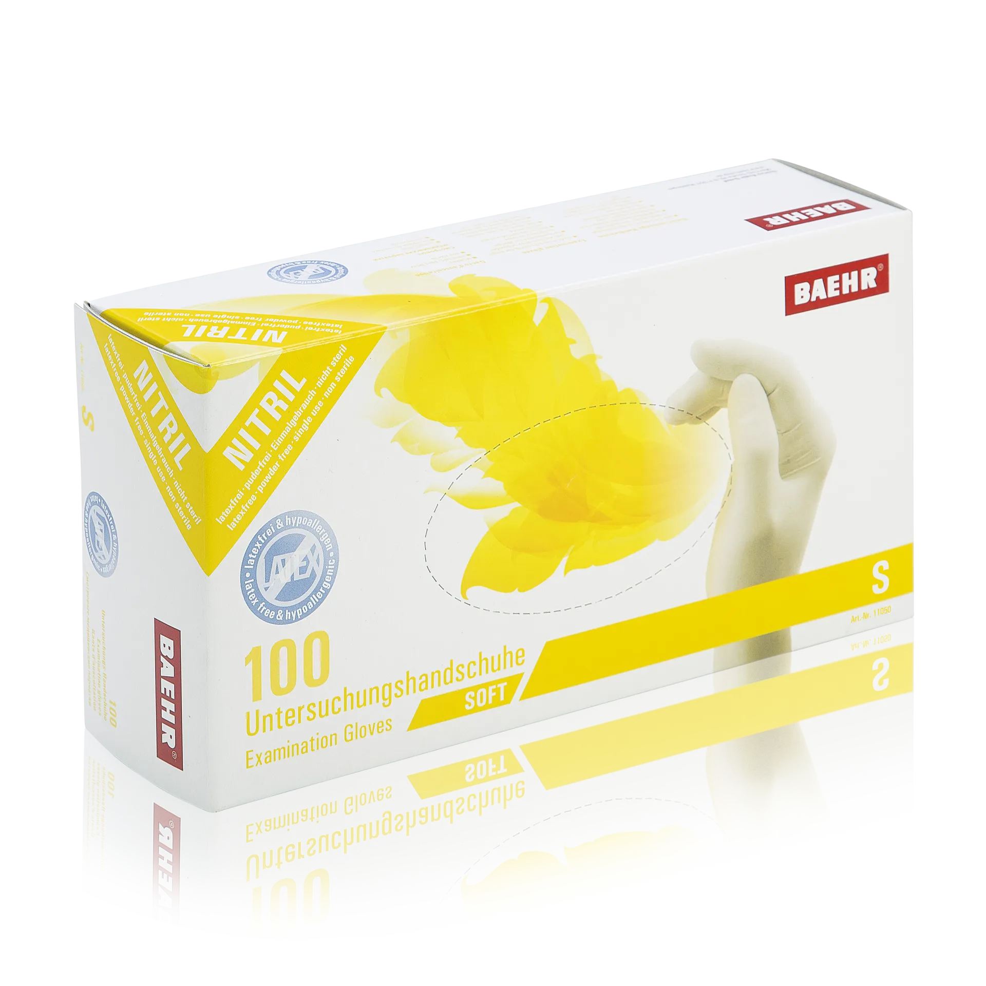 BAEHR Handschuhe Nitril weiß, latexfrei Größe S, 100stk, Umkarton