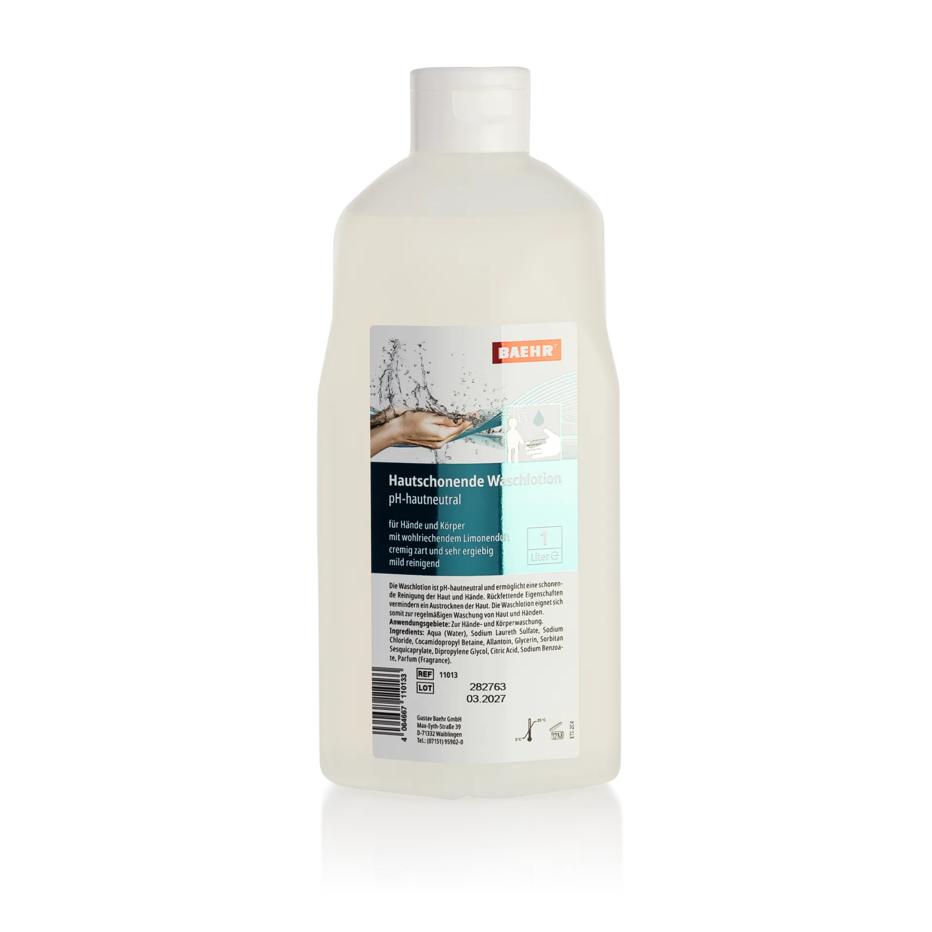 BAEHR Hautpflegende Waschlotion – für Hände und Körper, 1000ml, Flasche