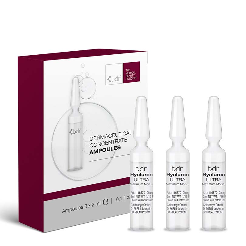 BDR MEDICAL BEAUTY bdr Hyaluron ULTRA Ampullen – Hyaluronsäureampulle für trockene Haut, 3 x 2 ml