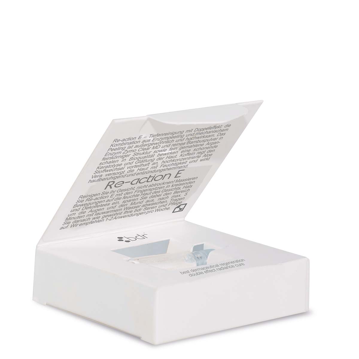 BDR MEDICAL BEAUTY Re-action E Peeling Einzelanwendung – Mit der BDR Re-action E Peeling Einzelanwendung schenkst Du Deiner Haut in nur einem Schritt eine Tiefenreinigung mit Doppeleffekt., 0,4gr., Box
