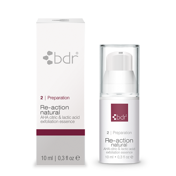 BDR MEDICAL BEAUTY Re-action natural – sanfte, aber effektive Methode, abgestorbene Hautzellen zu lösen, die Poren zu verfeinern und die Haut sichtbar zu klären., 10ml, mit Schachtel