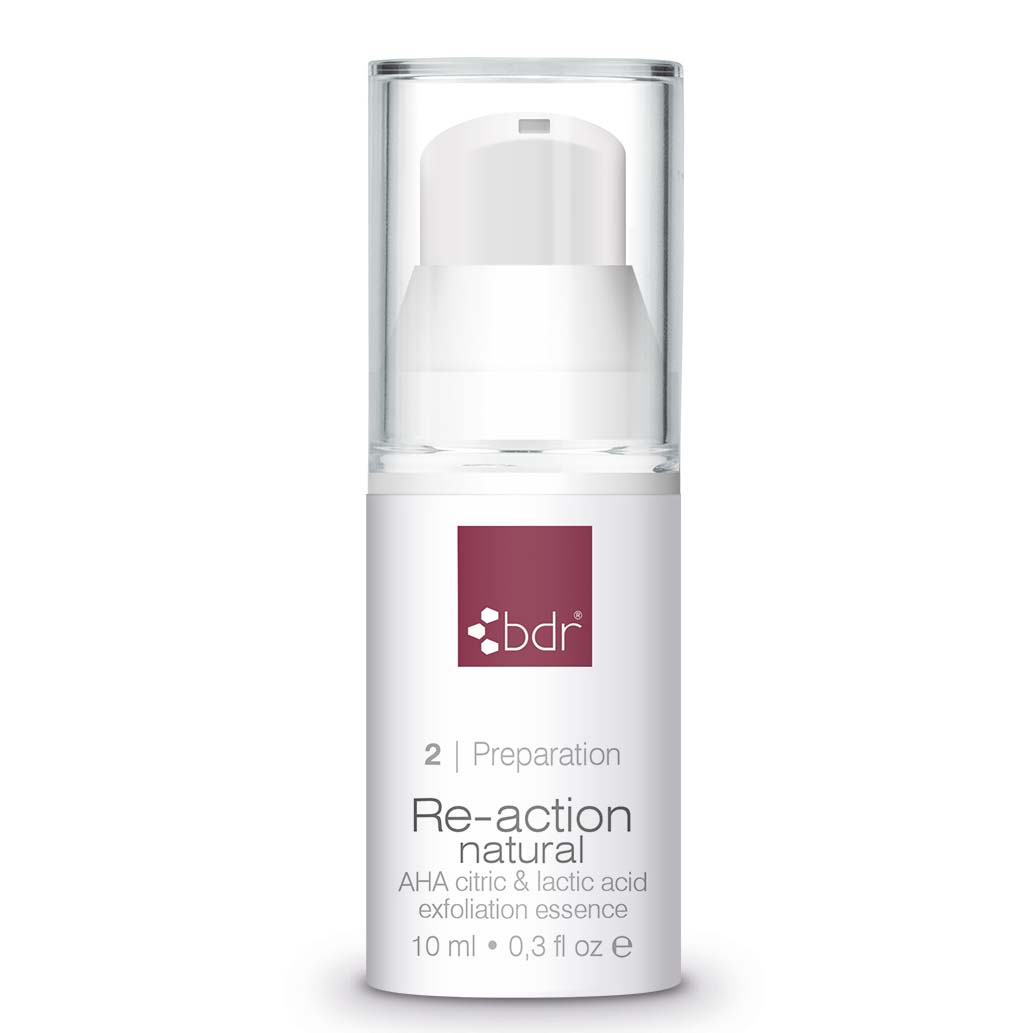 BDR MEDICAL BEAUTY Re-action natural – sanfte, aber effektive Methode, abgestorbene Hautzellen zu lösen, die Poren zu verfeinern und die Haut sichtbar zu klären., 10ml