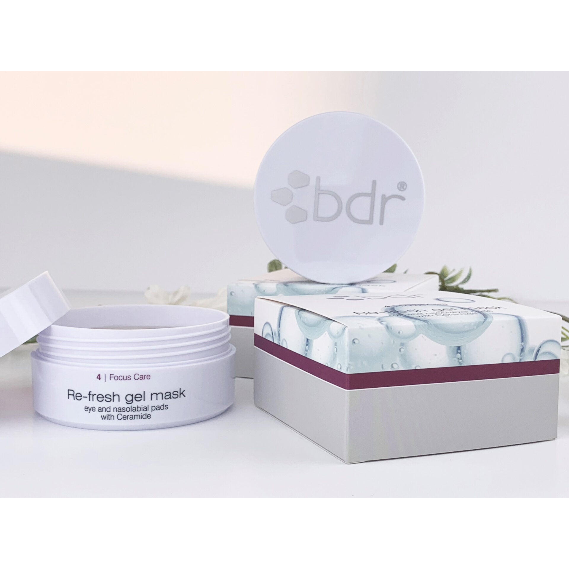 BDR MEDICAL BEAUTY Re-fresh Gel Mask - eye & nasolabial pads – für sichtbar geglättete, regenerierte und intensiv hydratisierte Haut., 60St., Box und Tiegel
