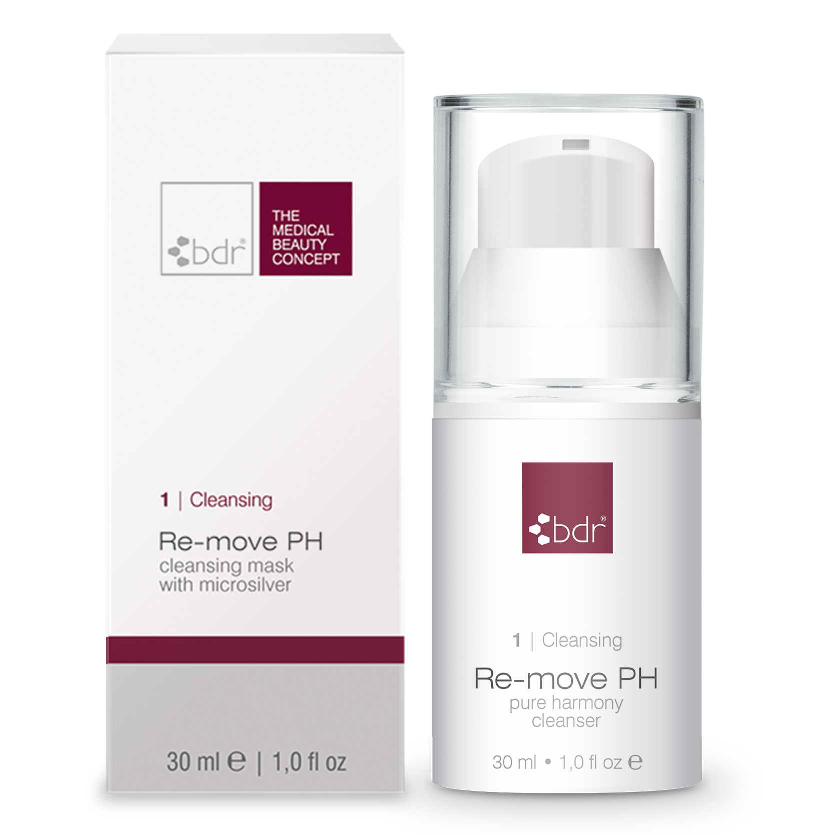 BDR MEDICAL BEAUTY Re-move PH Reisegröße – Reinigungsmaske mit Mikrosilber, 30ml, Pumpspender und Umkarton