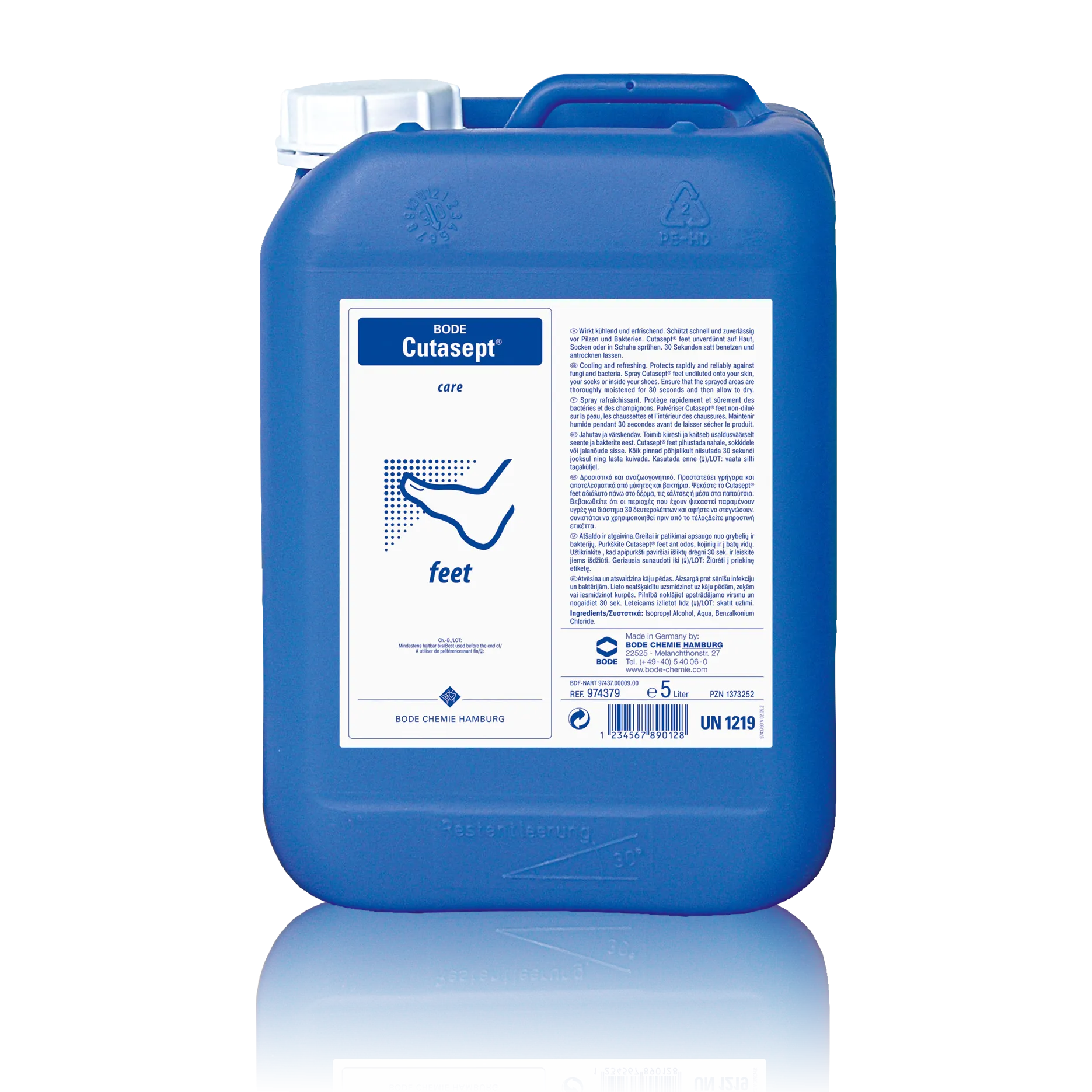 BODE Cutasept Feet Fußspray – kühlendes Fußspray zur Fußpflege & Prophylaxe, 5Liter, Kanister