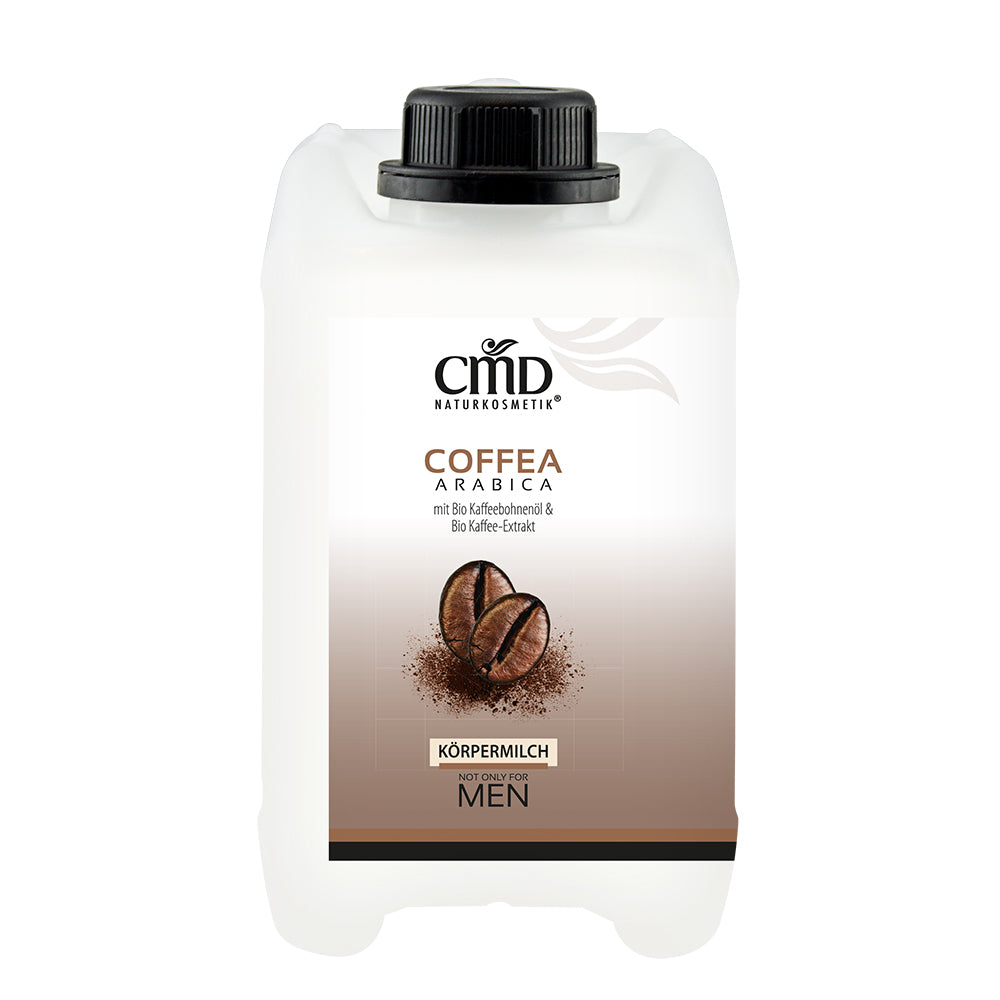 CMD NATURKOSMETIK Coffea Arabica Körpermilch Kanister – Diese Körpermilch verwöhnt Haut und Sinne mit dem aromatischen Duft der Arabica Kaffeebohne., 2,5 Liter