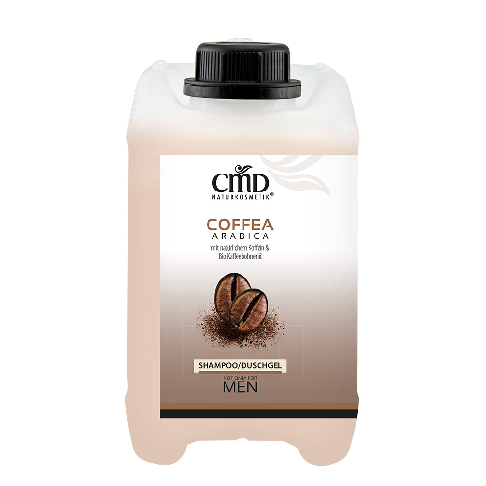 CMD NATURKOSMETIK Coffea Arabica Shampoo/Duschgel Kanister – 2 in 1 reinigt Haut und Haar schonend mit wertvollem Bio Kaffeebohnenöl und Bio Kaffee-Extrakt aus gerösteten Arabica Kaffeebohnen., 2,5 Liter