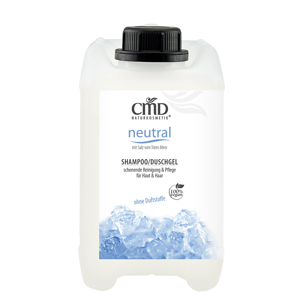 CMD NATURKOSMETIK Neutral Shampoo/Duschgel Kanister – frei von Duftstoffen und daher eine besonders wertvolle Pflege für sensible oder zu Allergien neigende Haut., 2,5 Liter