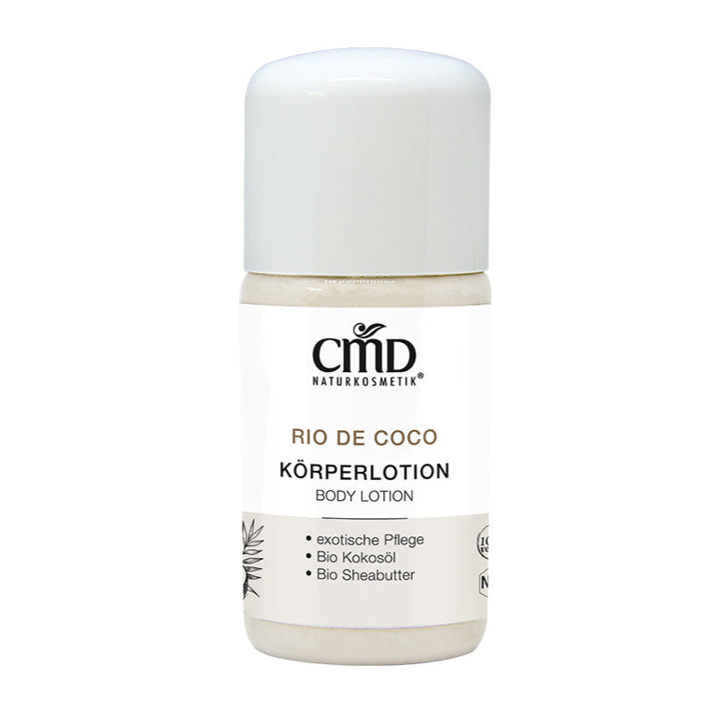 CMD NATURKOSMETIK Rio de Coco Körperlotion – Reines Bio Kokosöl angereichert mit Vitamin E bewahrt die Haut vor dem Austrocknen und verleiht ihr Spannkraft und Vitalität., 30ml
