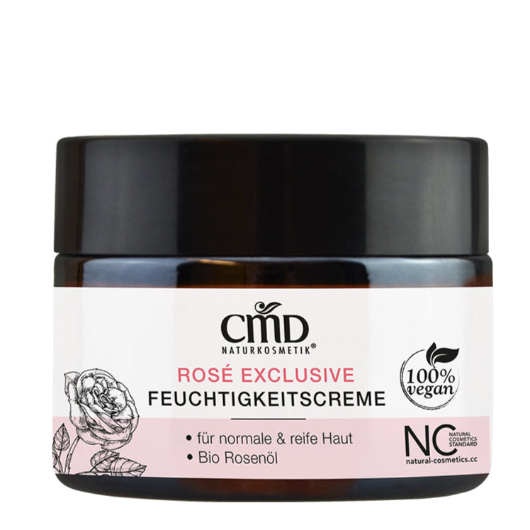 CMD NATURKOSMETIK Rosé Exclusive Feuchtigkeitscrem – dringt tief in die Haut ein und bewahrt sie nachhaltig vor Feuchtigkeits- und Elastizitätsverlust., 50ml