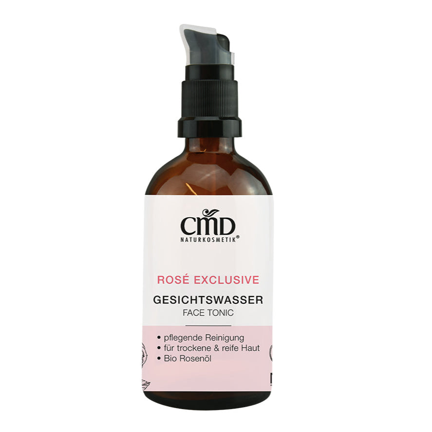 CMD NATURKOSMETIK Rosé Exclusive Gesichtswasser – nicht nur als Tonic für das Gesicht sondern auch hervorragend zur Pflege empfindlicher Kopfhaut und trockener Haare., 100ml