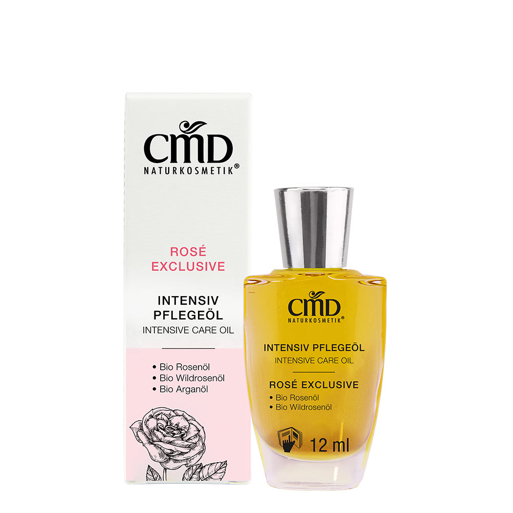 CMD NATURKOSMETIK Rosé Exclusive Intensiv Pflegeöl – Intensivpflege für normale, trockene, anspruchsvolle Haut sowie trockene Mischhaut geeignet., 12ml