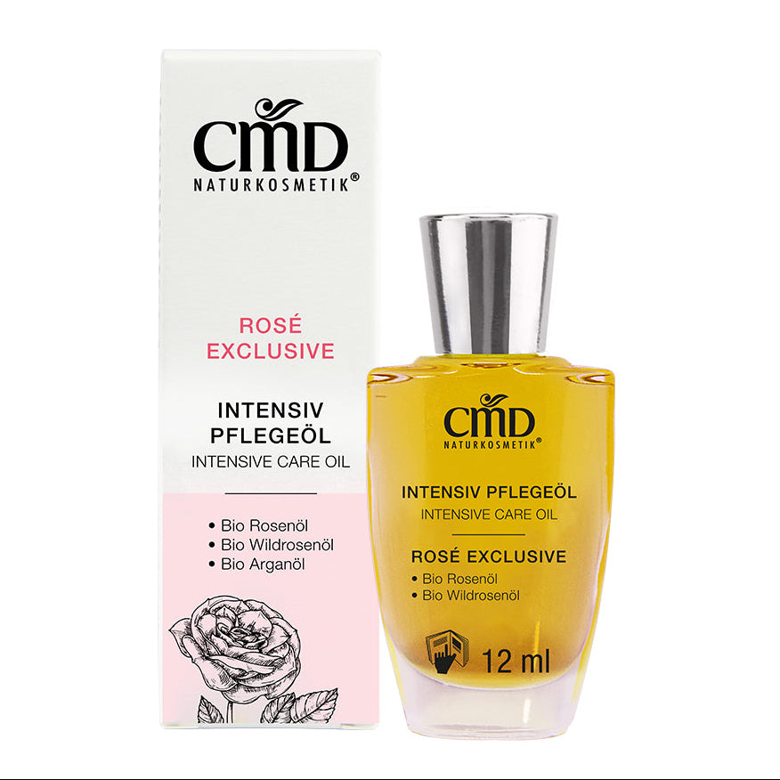 CMD NATURKOSMETIK Rosé Exclusive Intensiv Pflegeöl – Intensivpflege für normale, trockene, anspruchsvolle Haut sowie trockene Mischhaut geeignet., 12ml