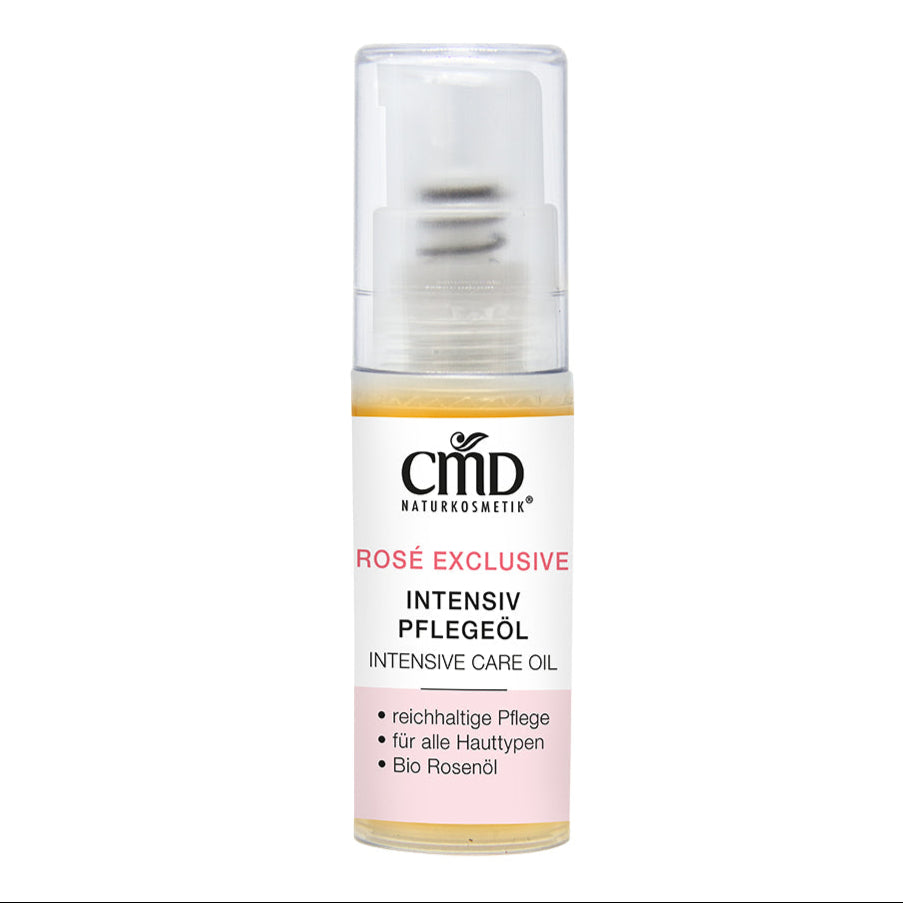 CMD NATURKOSMETIK Rosé Exclusive Intensiv Pflegeöl – Diese Intensivpflege ist für normale, trockene, anspruchsvolle Haut sowie trockene Mischhaut geeignet., 5ml
