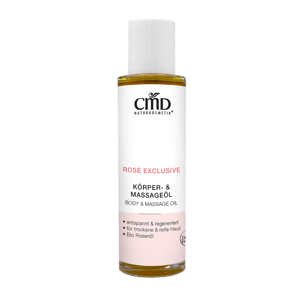 CMD NATURKOSMETIK Rosé Exclusive Körper- & Massageöl – Straffende Pflege mit edlem Duft, 100ml, Flasche