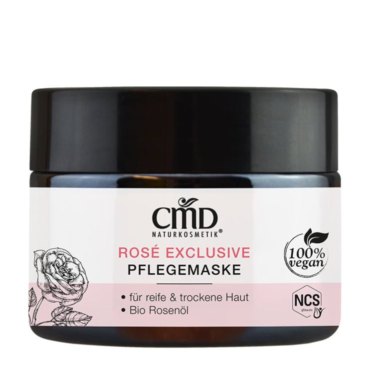 CMD NATURKOSMETIK Rosé Exclusive Pflegemaske – Hochwertiges Bio Mandelöl und Bio Wildrosenöl aus kontrolliert biologischem Anbau unterstützen die hauteigene Repairfunktion und verbessern die Hautelastizität., 50ml