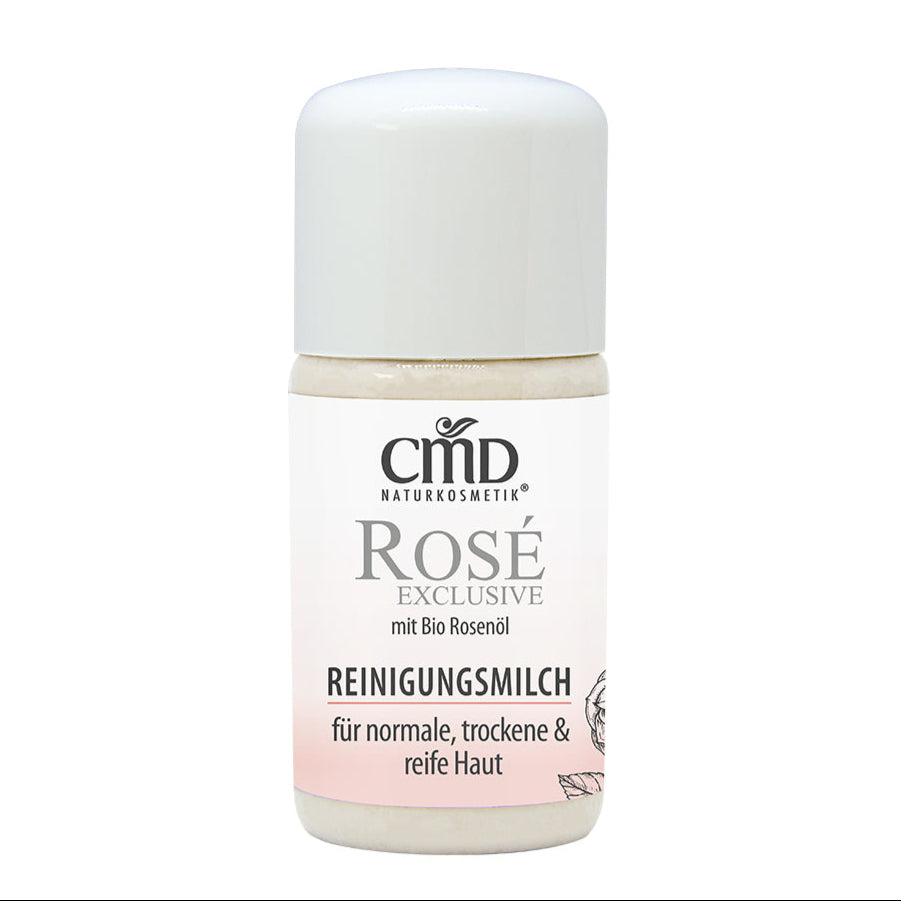 CMD NATURKOSMETIK Rosé Exclusive Reinigungsmilch – entfernt schonend Make-Up-Rückstände, ohne der Haut Feuchtigkeit zu entziehen., 30ml