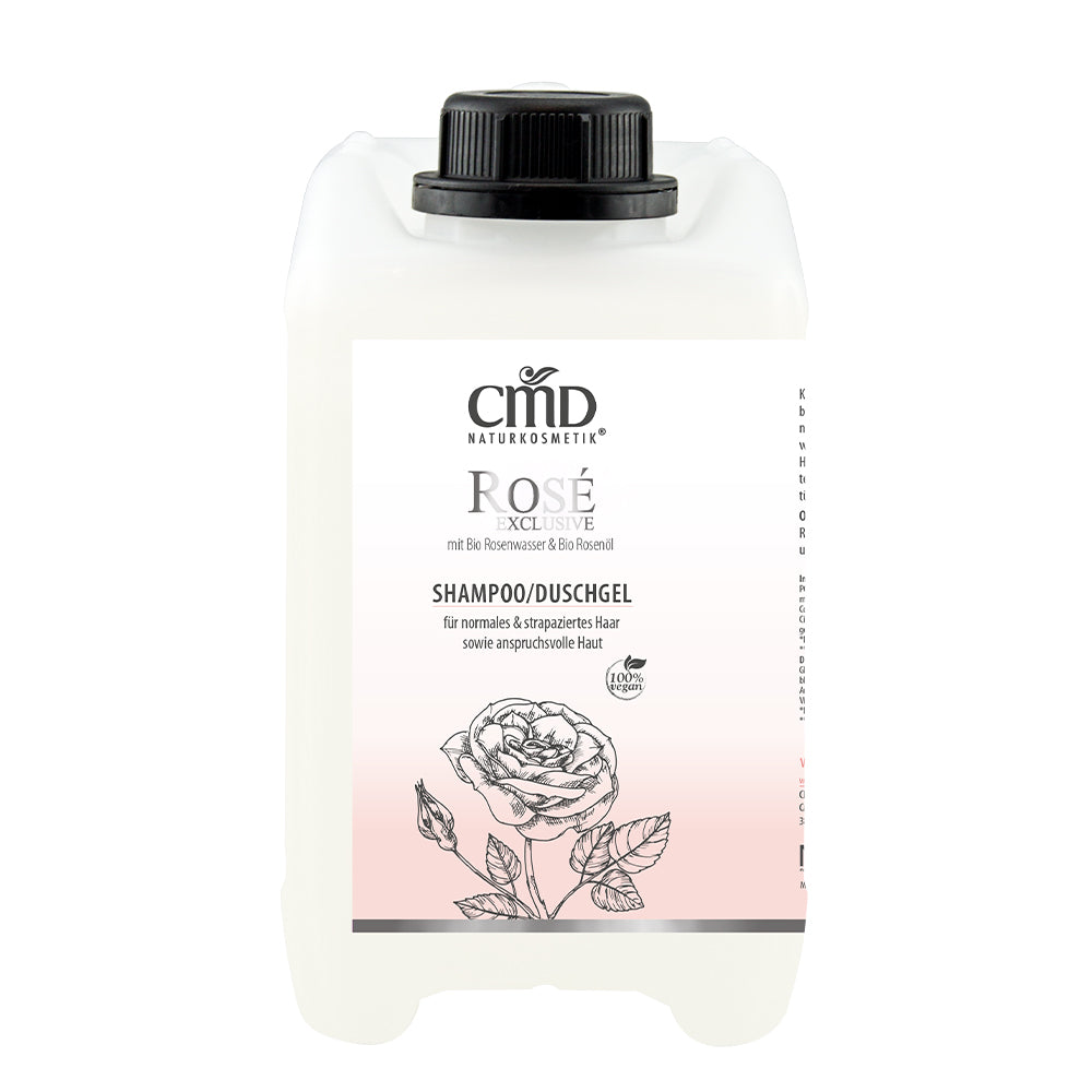 CMD NATURKOSMETIK Rosé Exclusive Shampoo/Duschgel – 2 in 1 reinigt Haar und Haut schonend und versorgt sie mit einer optimalen Pflege., 2,5 Liter
