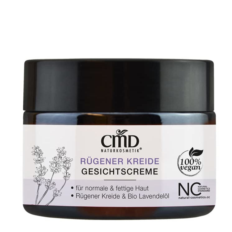 CMD NATURKOSMETIK Rügener Kreide Gesichtscreme – speziell für die Bedürfnisse der fettigen und zu Rötungen neigenden Haut sowie der Mischhaut entwickelt., 50ml