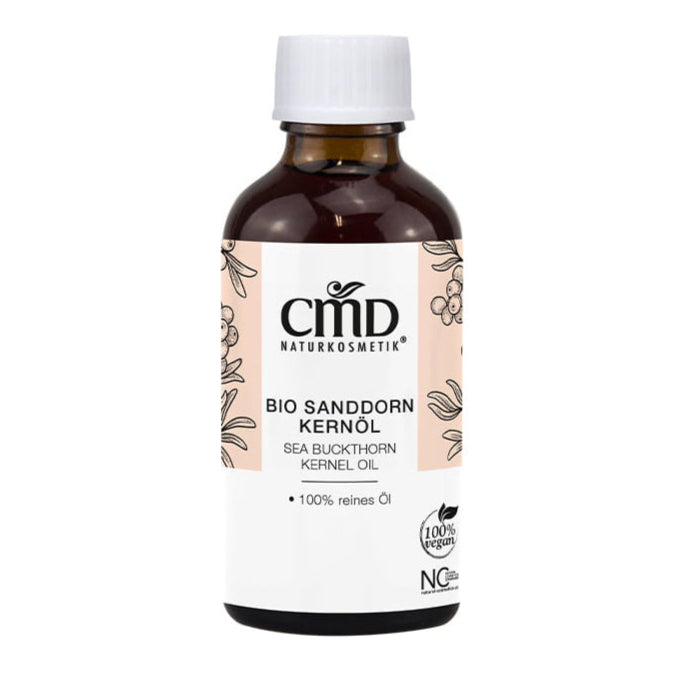 CMD NATURKOSMETIK Sanddorn Kernöl aus kontrolliert biologischem Anbau – besonders verträglich und eignet sich daher zur intensiven Pflege trockener, rissiger, juckender oder irritierter Haut., 50ml