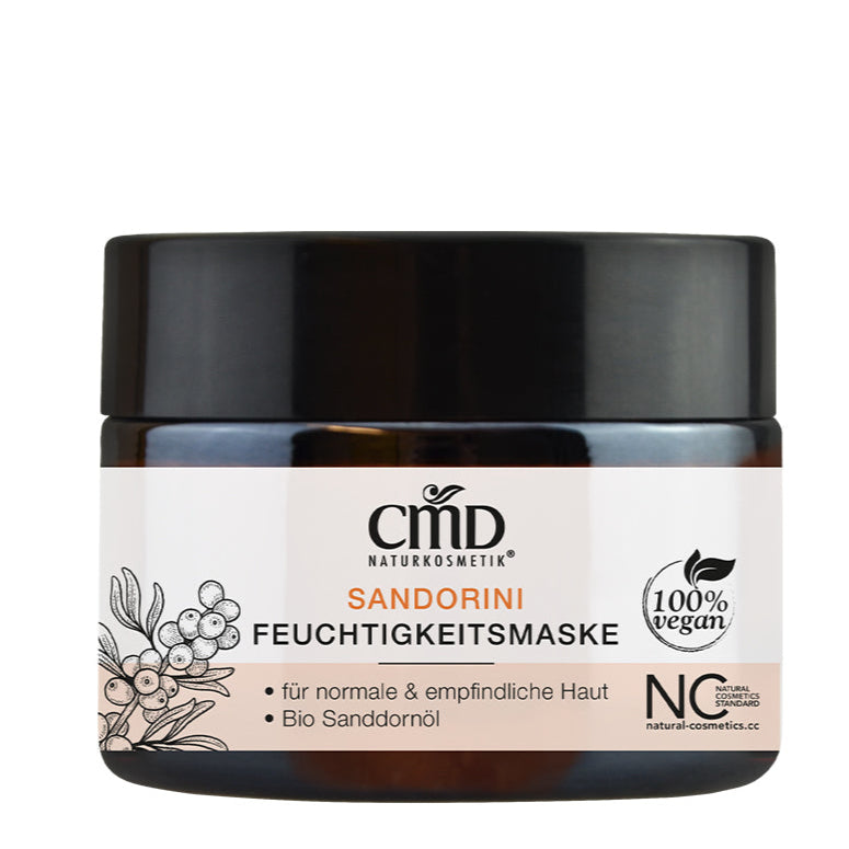 CMD NATURKOSMETIK Sandorini Feuchtigkeitsmaske – ist eine intensive Pflege für trockene, reife oder anspruchsvolle Haut., 50ml