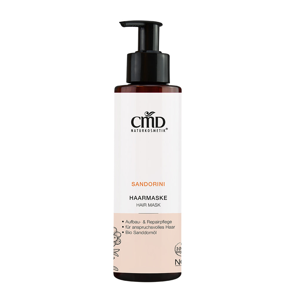 CMD NATURKOSMETIK Sandorini Haarmaske –  pflegt und kräftigt die Haarwurzeln nachhaltig, daher können die Haare wieder gesünder nachwachsen und einen natürlichen Glanz fördern. , 200ml