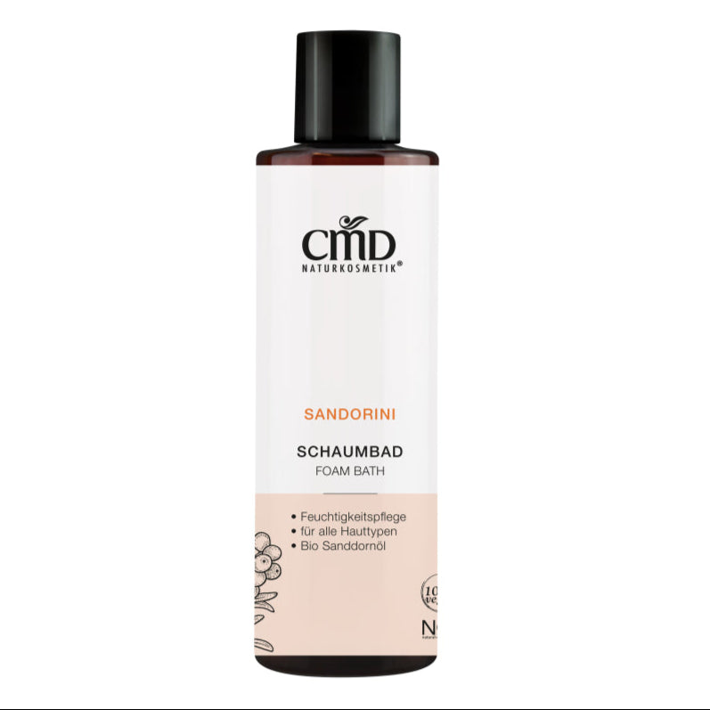 CMD NATURKOSMETIK Sandorini Schaumbad – bewahrt die Haut vor dem Austrocken während der fruchtig-frische Duft des Sanddorns Körper und Sinne umschmeichelt., 200ml